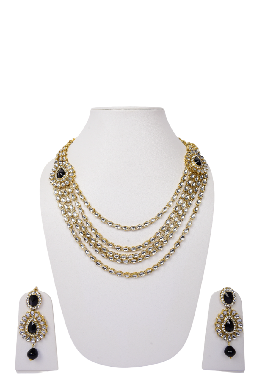 Namokriti Designer Multi-Strand Kundan Necklace Set with Earrings | Wedding & Festive Wear